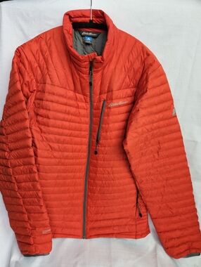 Eddie Bauer Men’s Orange goose  Down Packable Jacket First Ascent